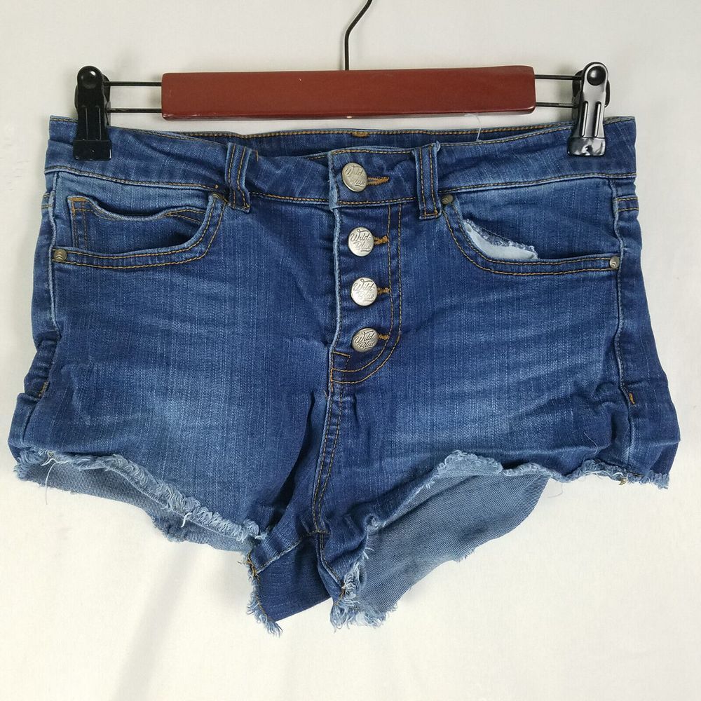 Wild Blue Denim Shorts Juniors‎ 5 Blue Jean Mid Rise Womens Cut Off Medium Wash
